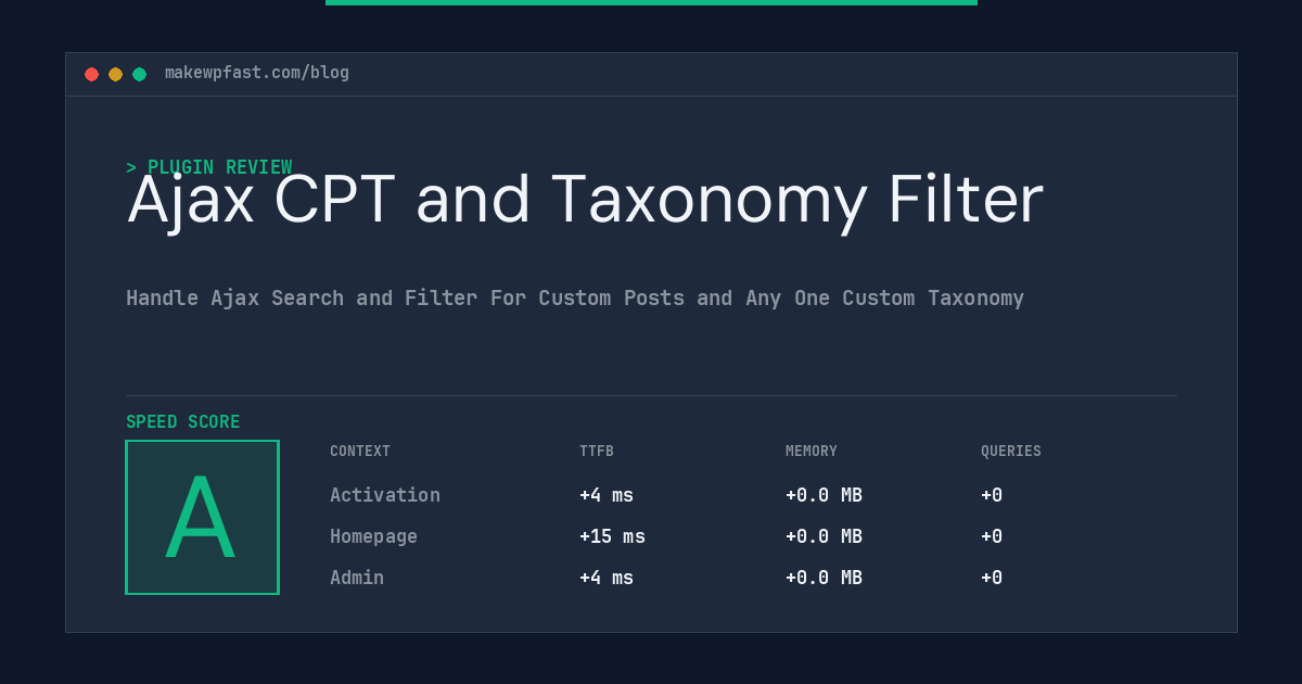 Ajax CPT and Taxonomy Filter - MakeWPFast