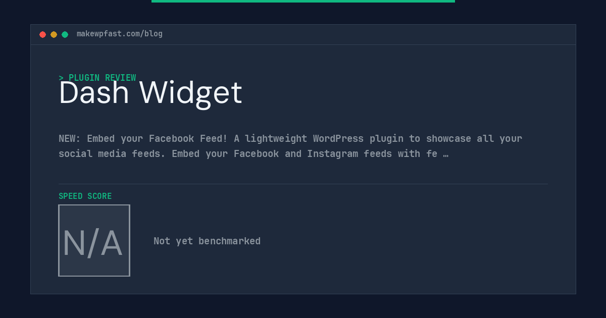 Dash Widget - MakeWPFast