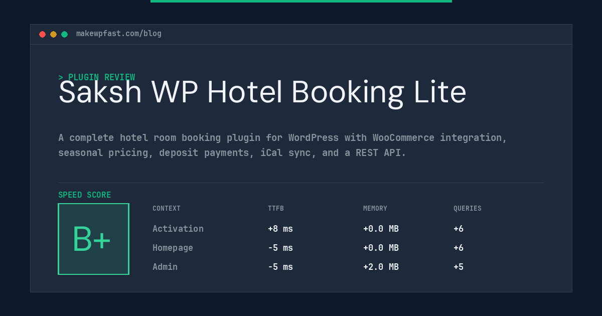 Saksh WP Hotel Booking Lite - MakeWPFast
