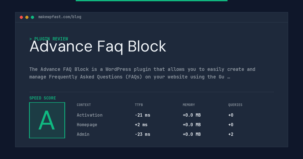 Advance Faq Block - MakeWPFast