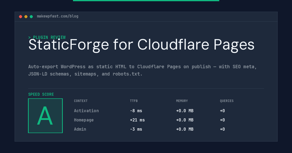 StaticForge for Cloudflare Pages - MakeWPFast