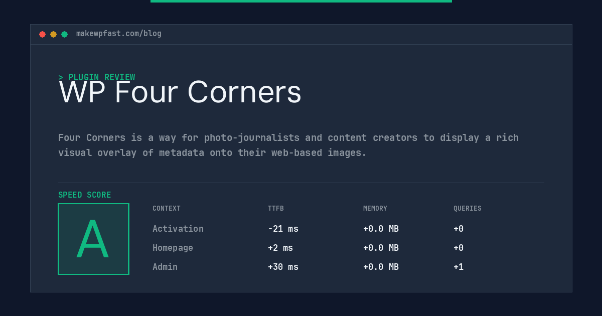 WP Four Corners - MakeWPFast