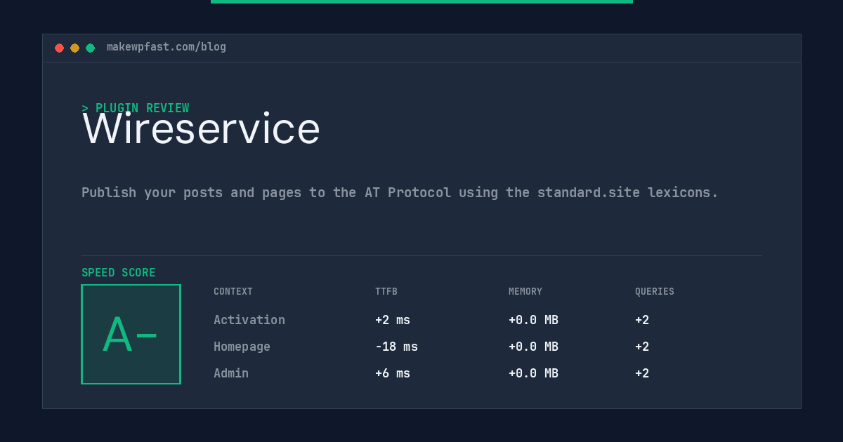 Wireservice - MakeWPFast