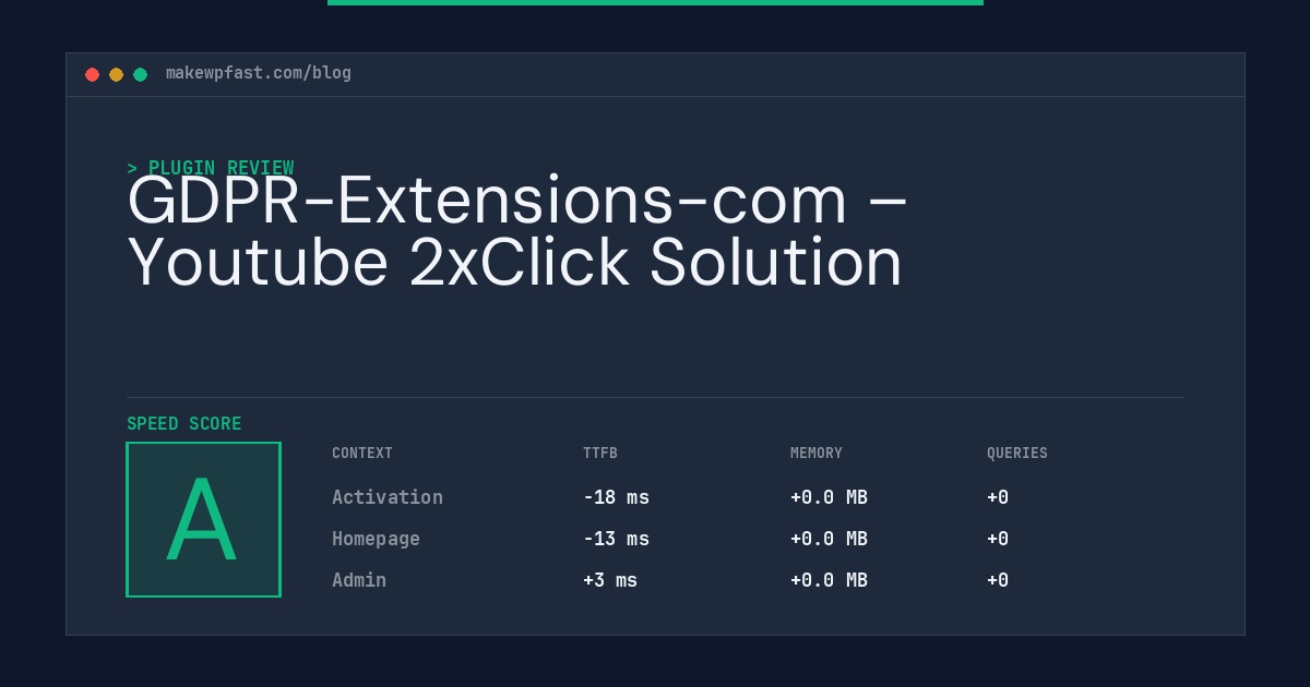 GDPR-Extensions-com – Youtube 2xClick Solution - MakeWPFast