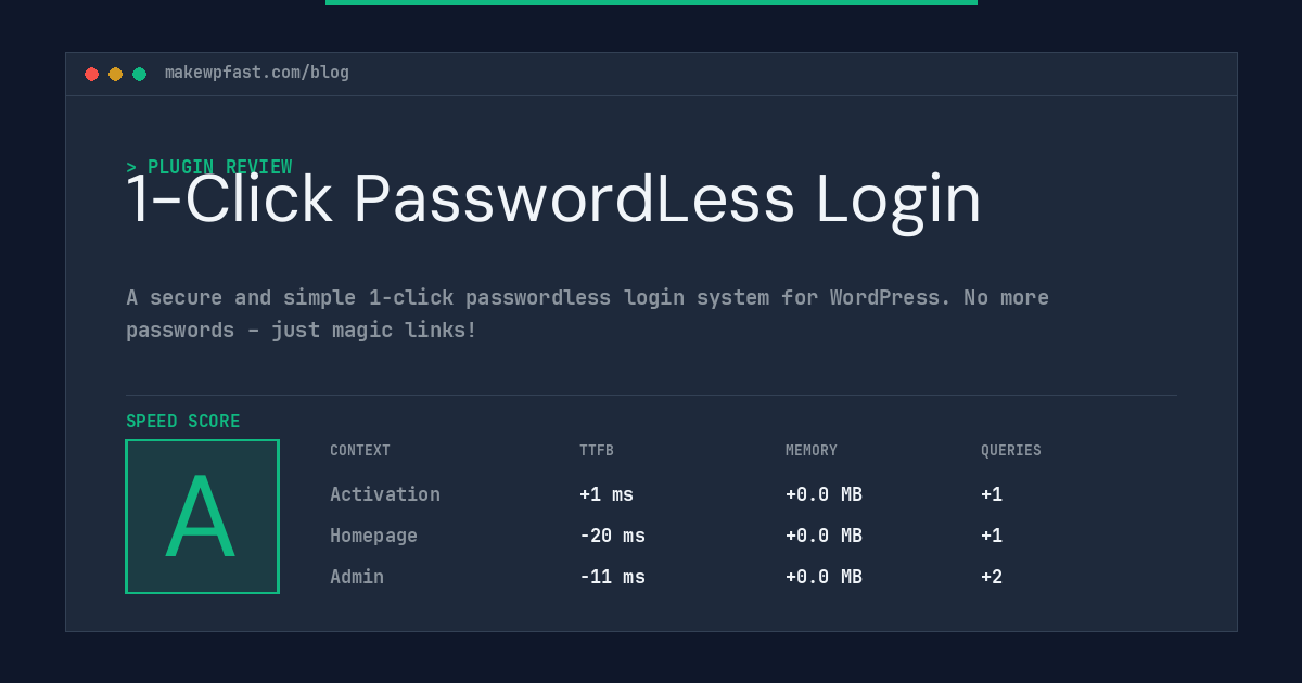 1-Click PasswordLess Login - MakeWPFast