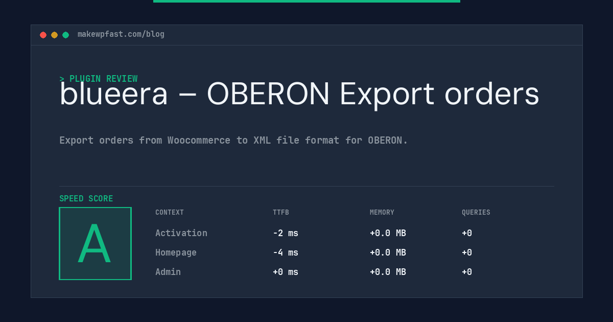 blueera – OBERON Export orders - MakeWPFast