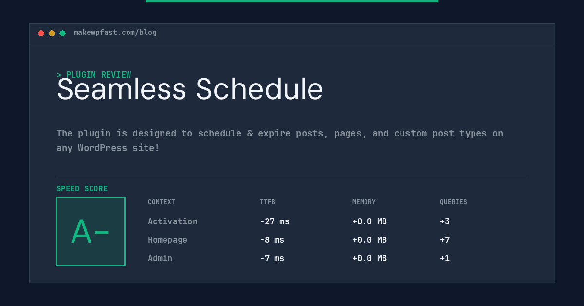 Seamless Schedule - MakeWPFast