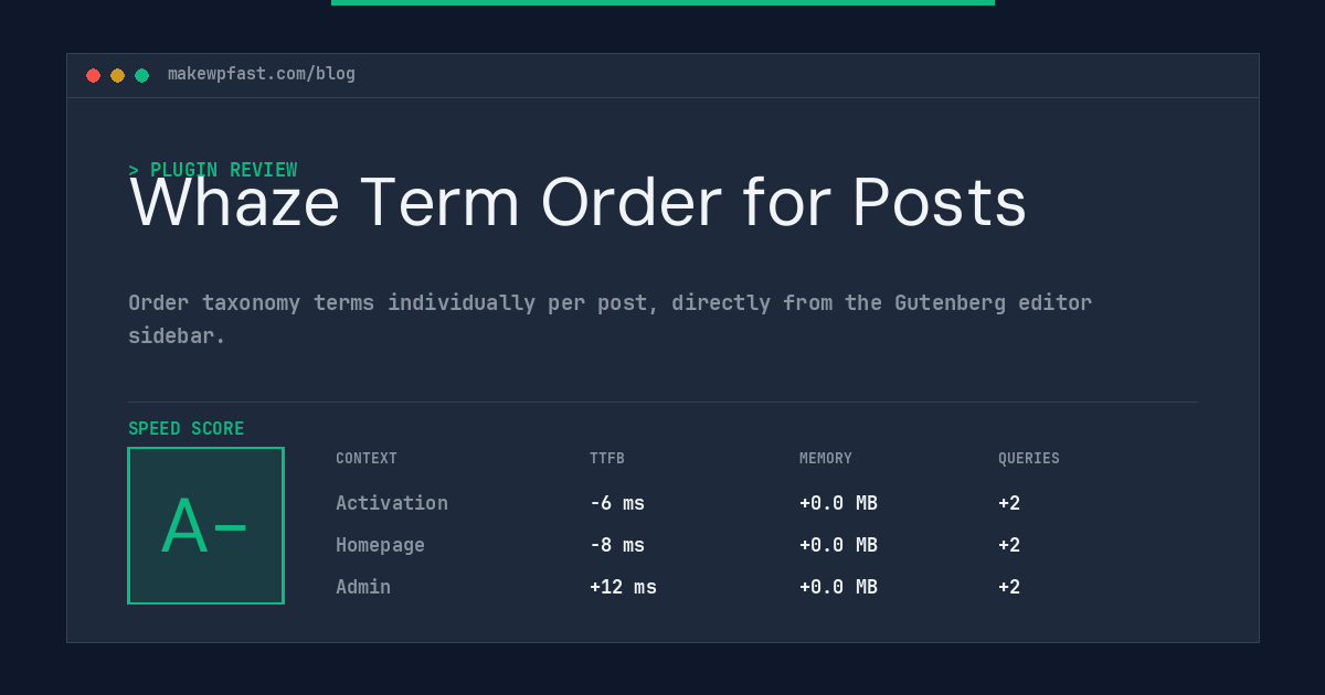 Whaze Term Order for Posts - MakeWPFast