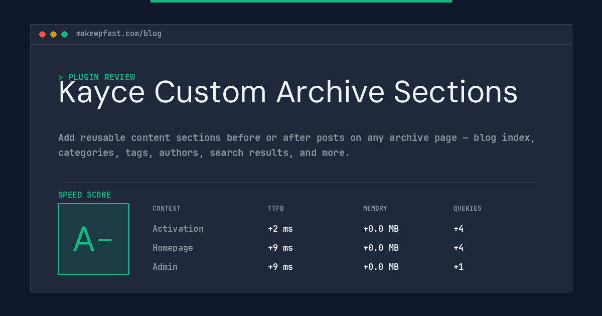 Kayce Custom Archive Sections - MakeWPFast