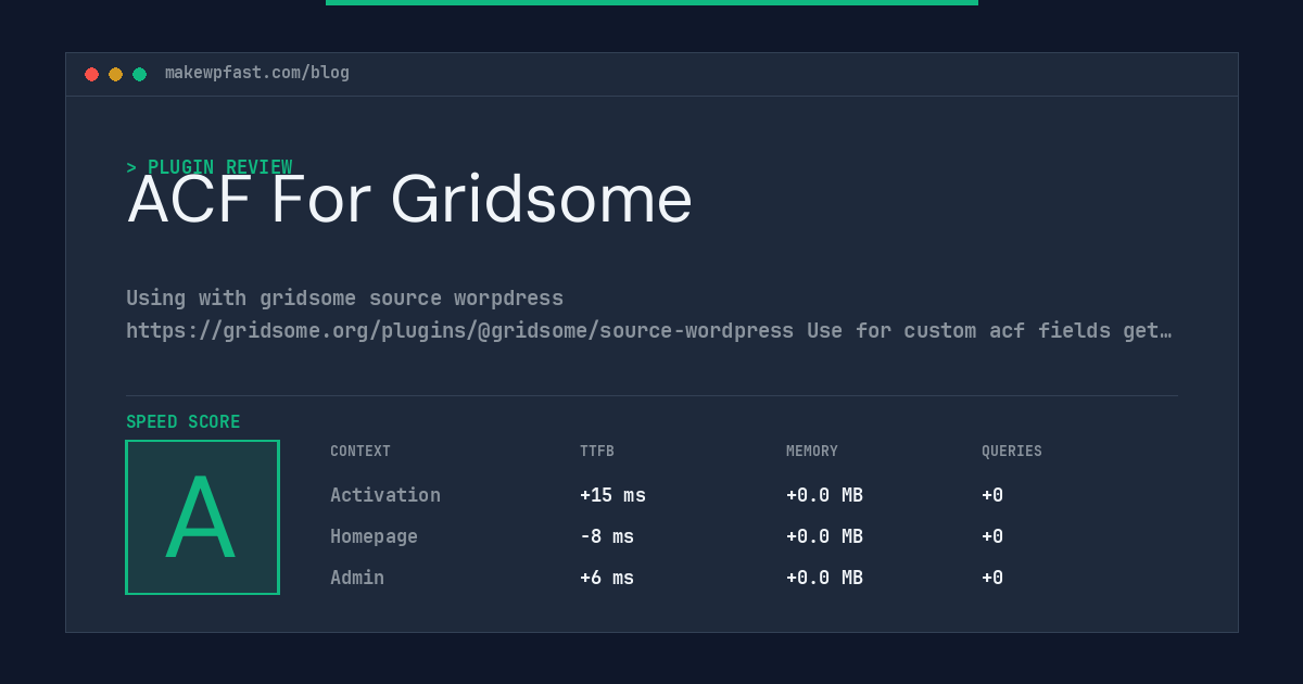 ACF For Gridsome - MakeWPFast