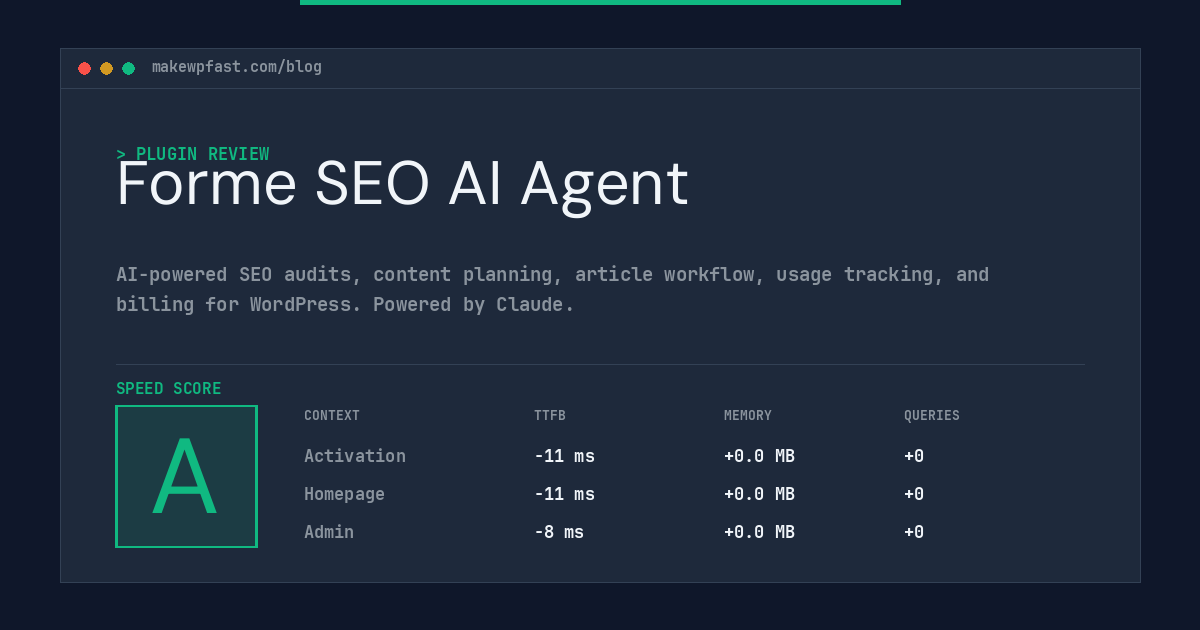Forme SEO AI Agent - MakeWPFast