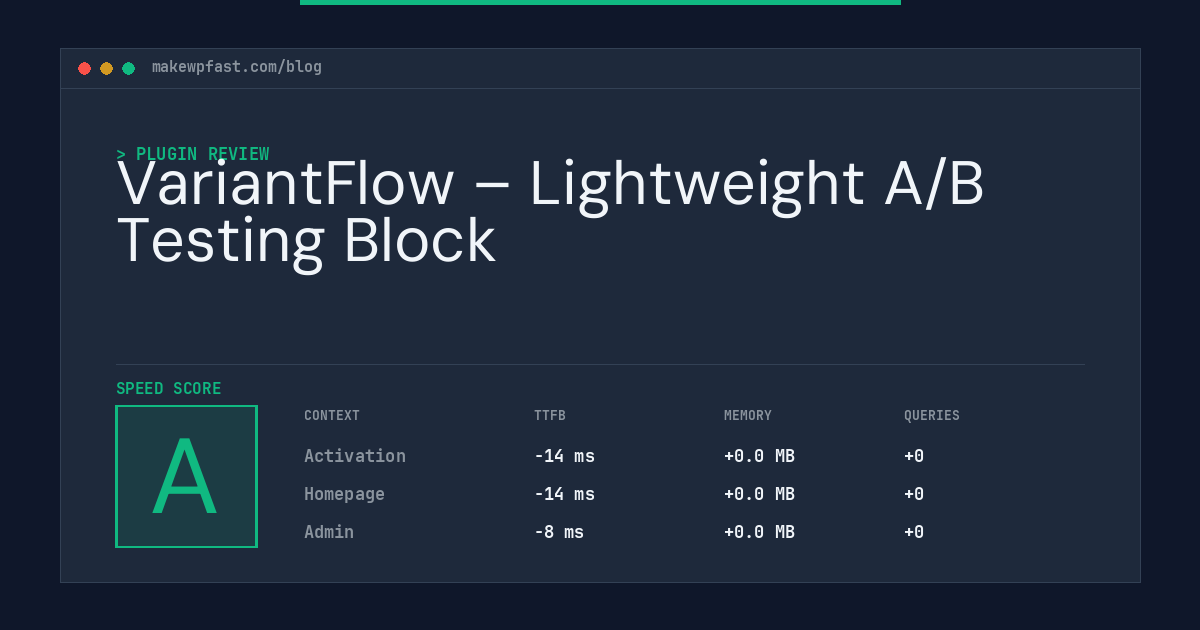 VariantFlow – Lightweight A/B Testing Block - MakeWPFast