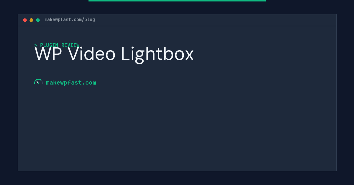 WP Video Lightbox - MakeWPFast