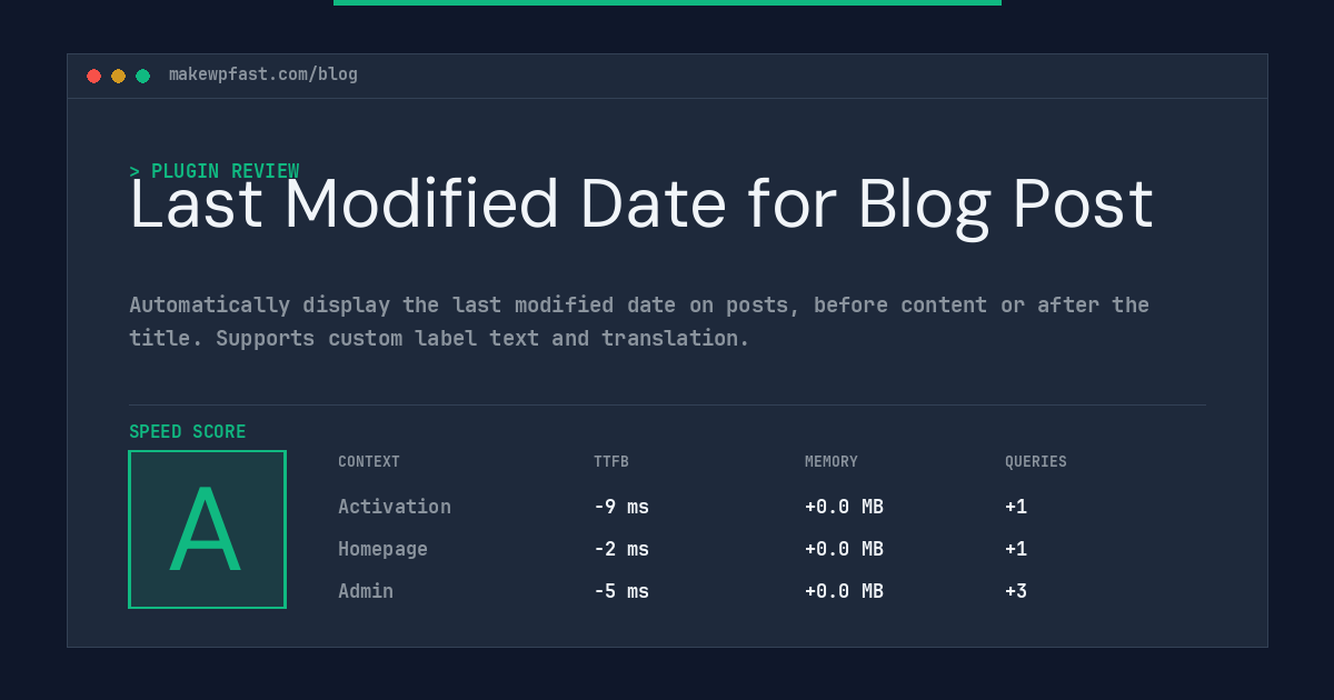 Last Modified Date for Blog Post - MakeWPFast