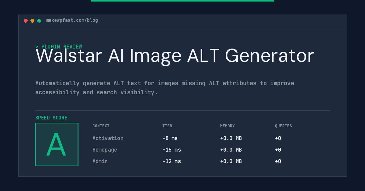 Walstar AI Image ALT Generator - MakeWPFast