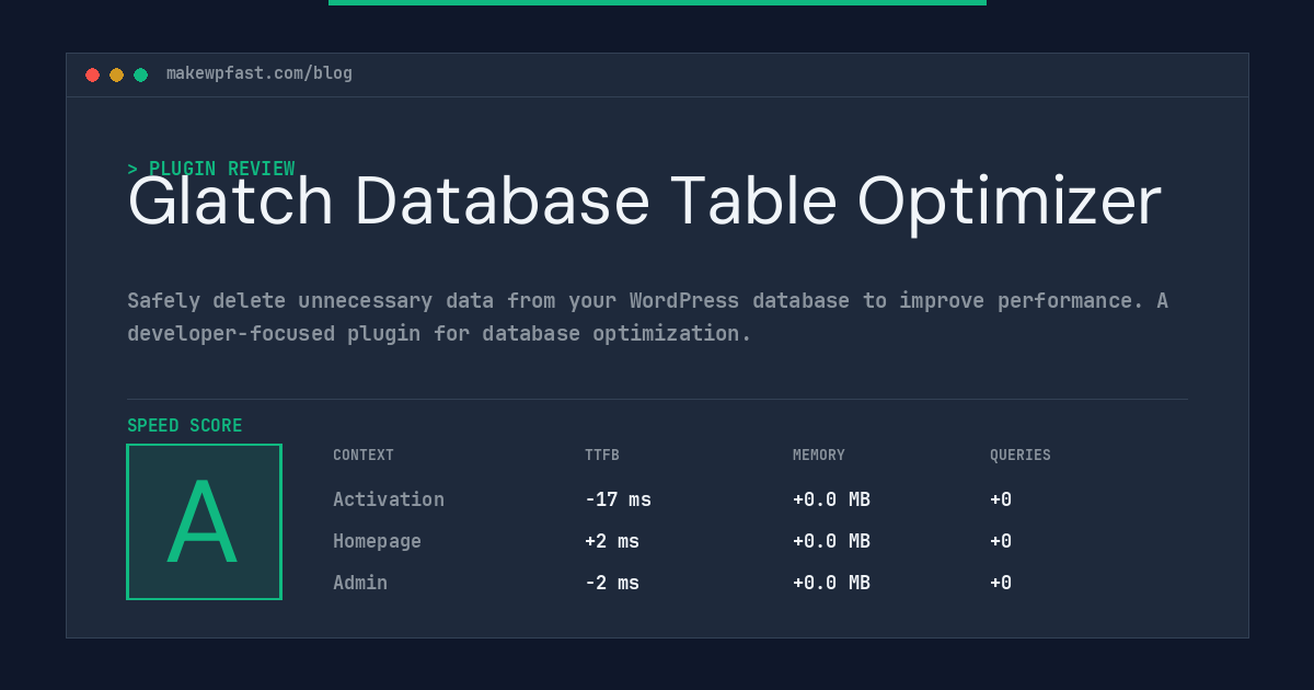 Glatch Database Table Optimizer - MakeWPFast