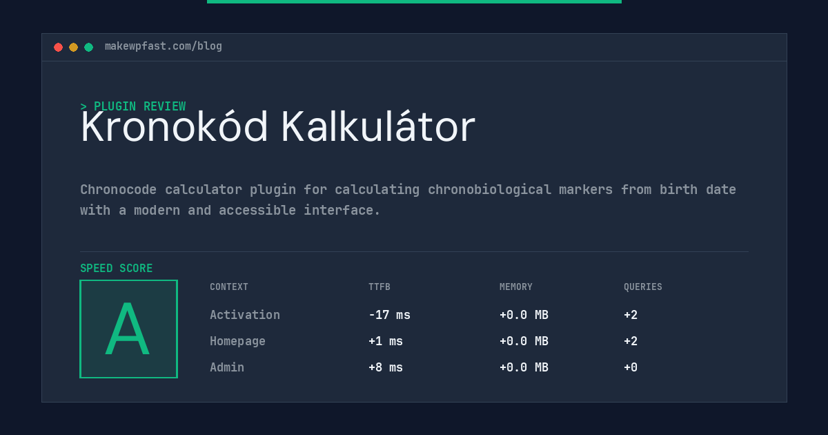 Kronokód Kalkulátor - MakeWPFast