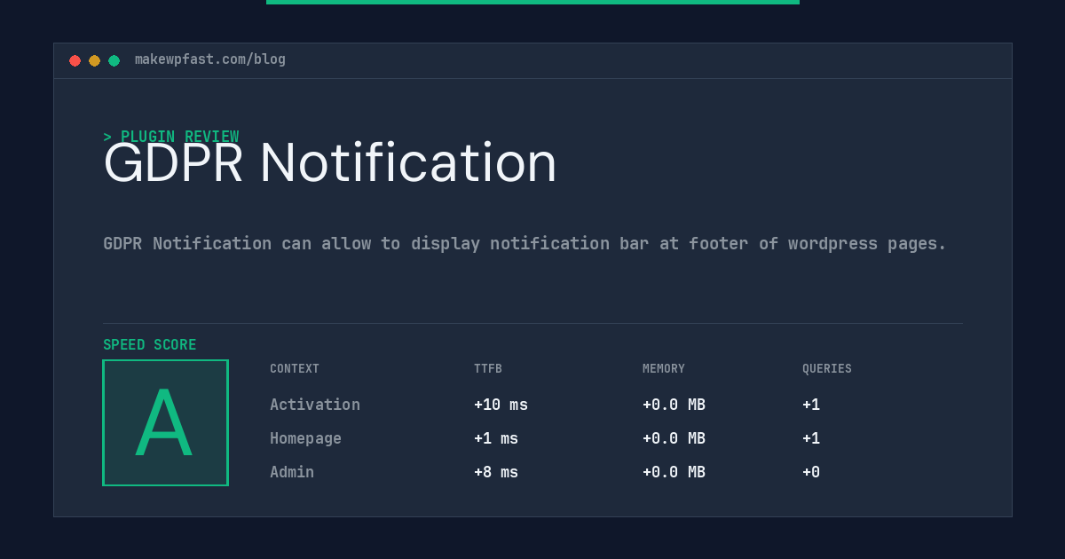 GDPR Notification - MakeWPFast