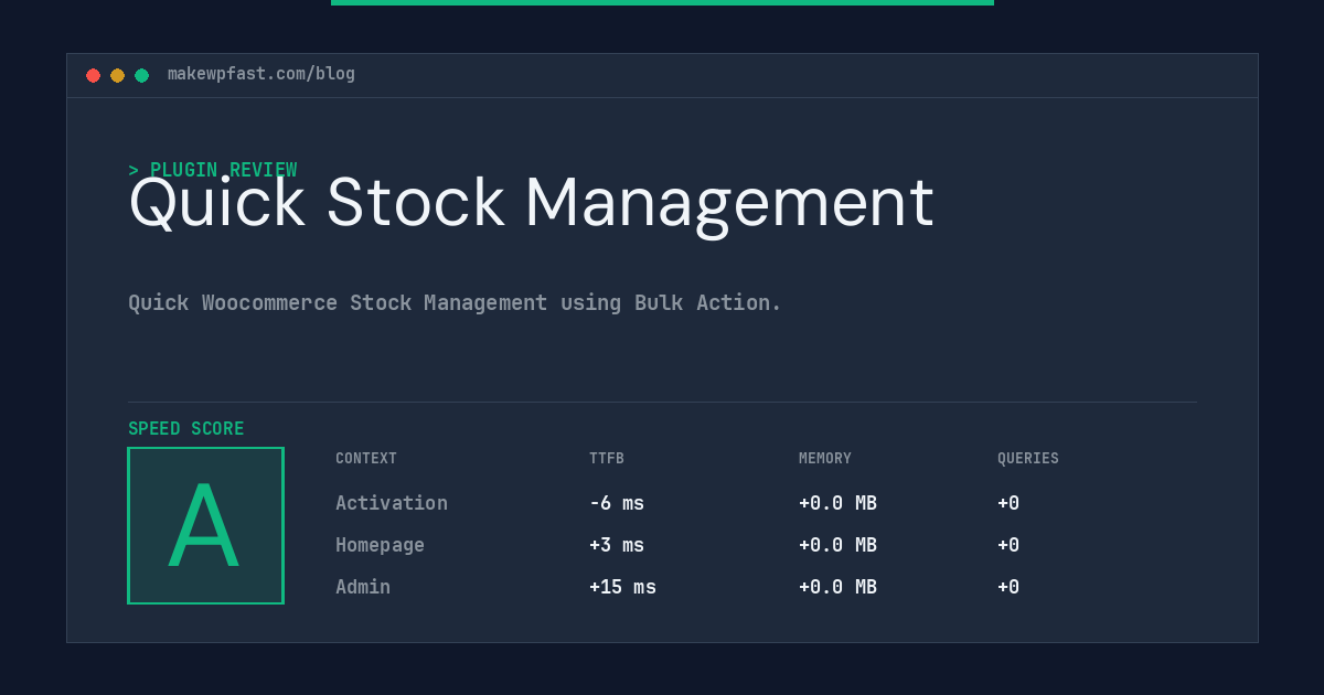 Quick Stock Management - MakeWPFast