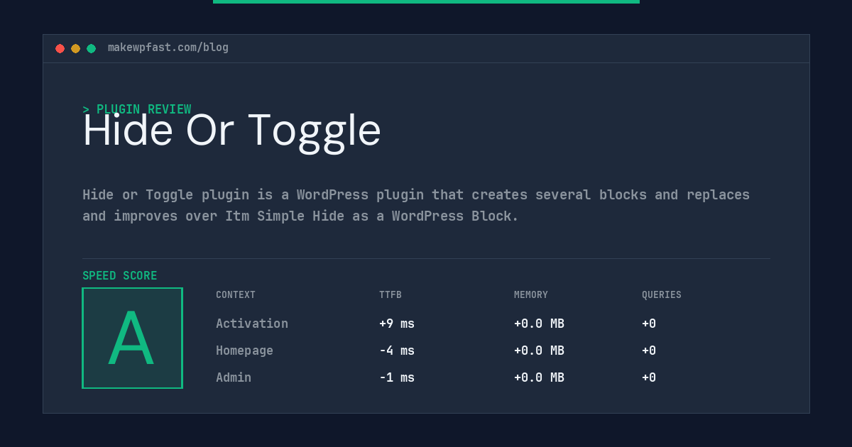 Hide Or Toggle - MakeWPFast