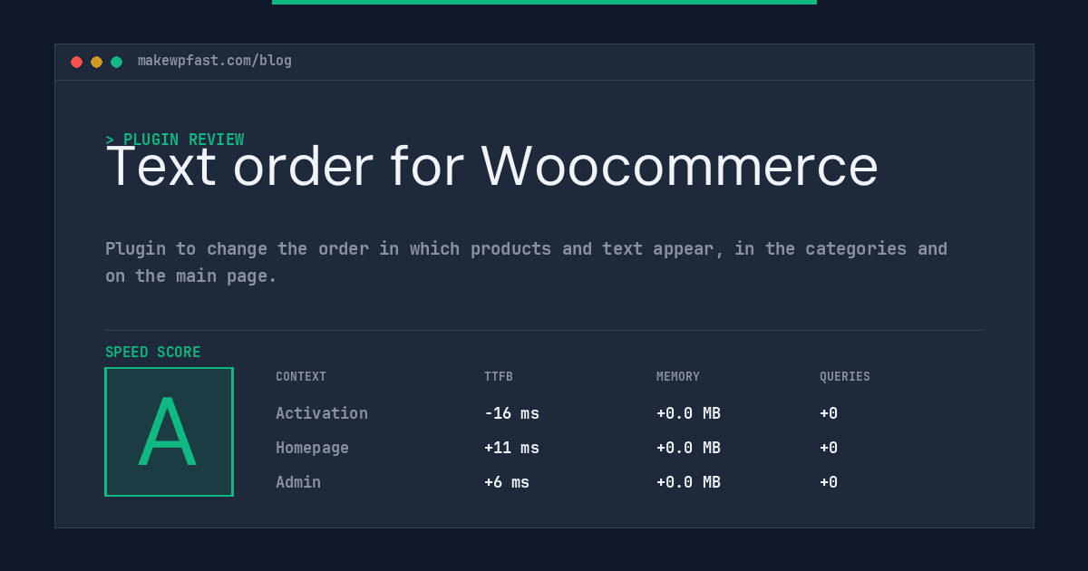 Text order for Woocommerce - MakeWPFast