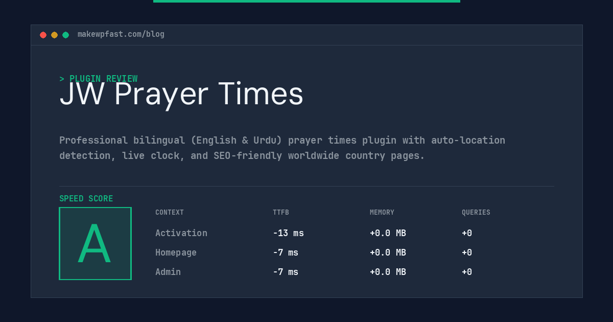 JW Prayer Times - MakeWPFast