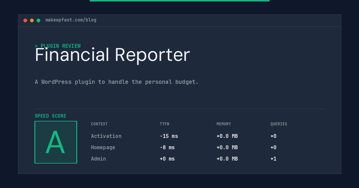 Financial Reporter - MakeWPFast