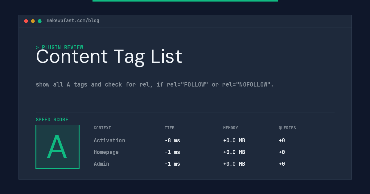 Content Tag List - MakeWPFast