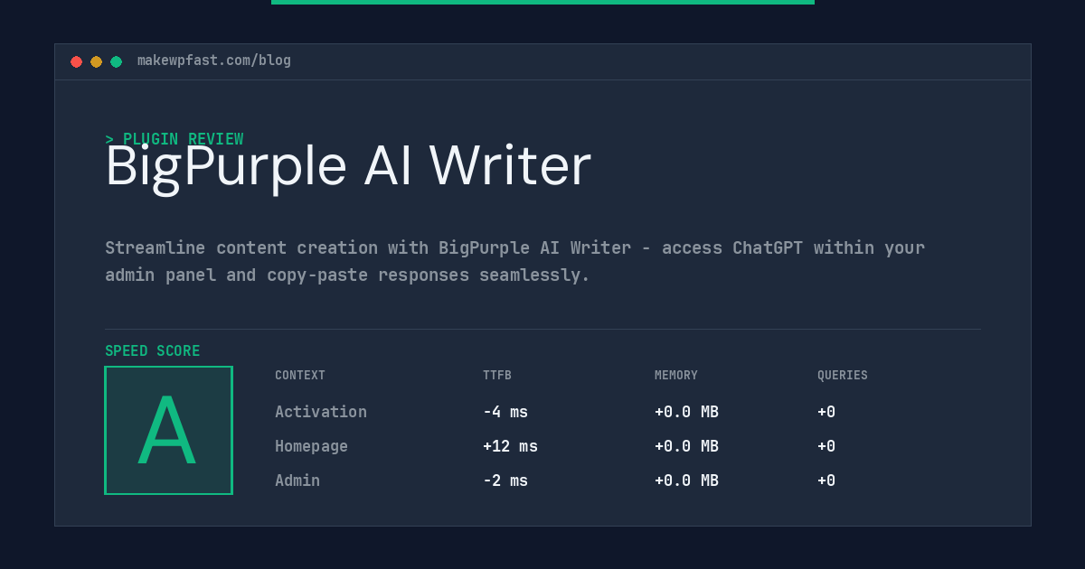 BigPurple AI Writer - MakeWPFast