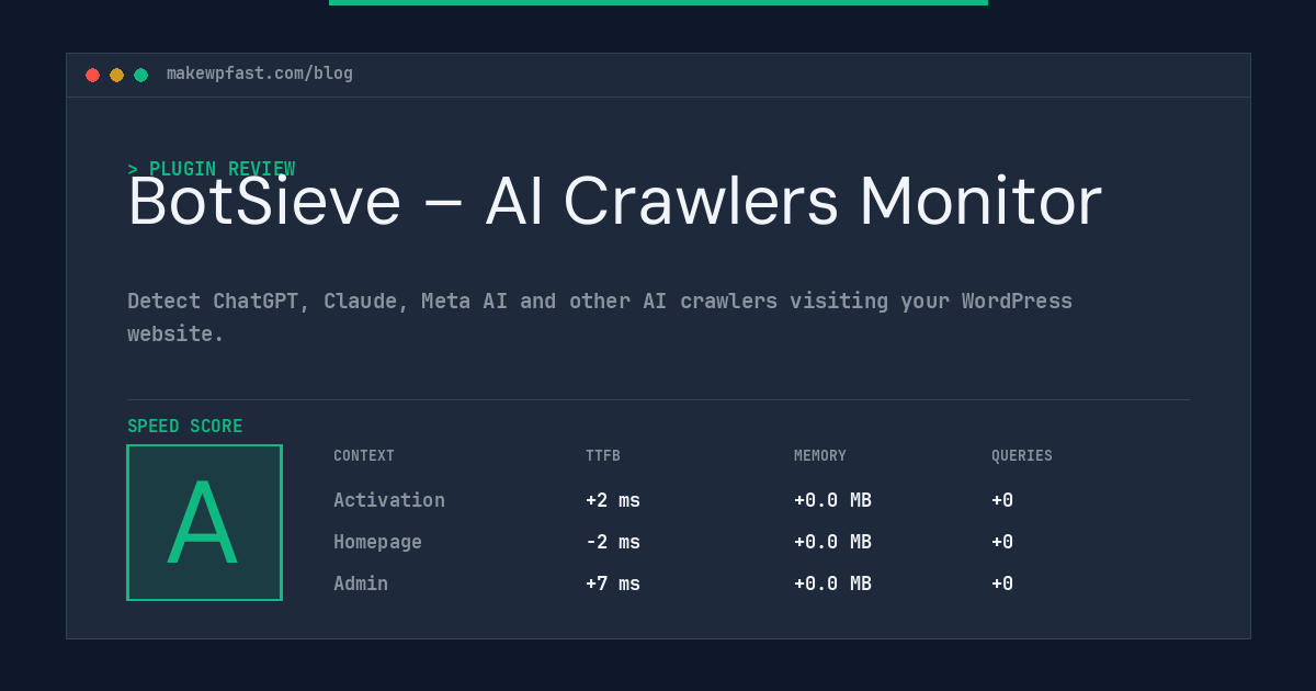 BotSieve – AI Crawlers Monitor - MakeWPFast