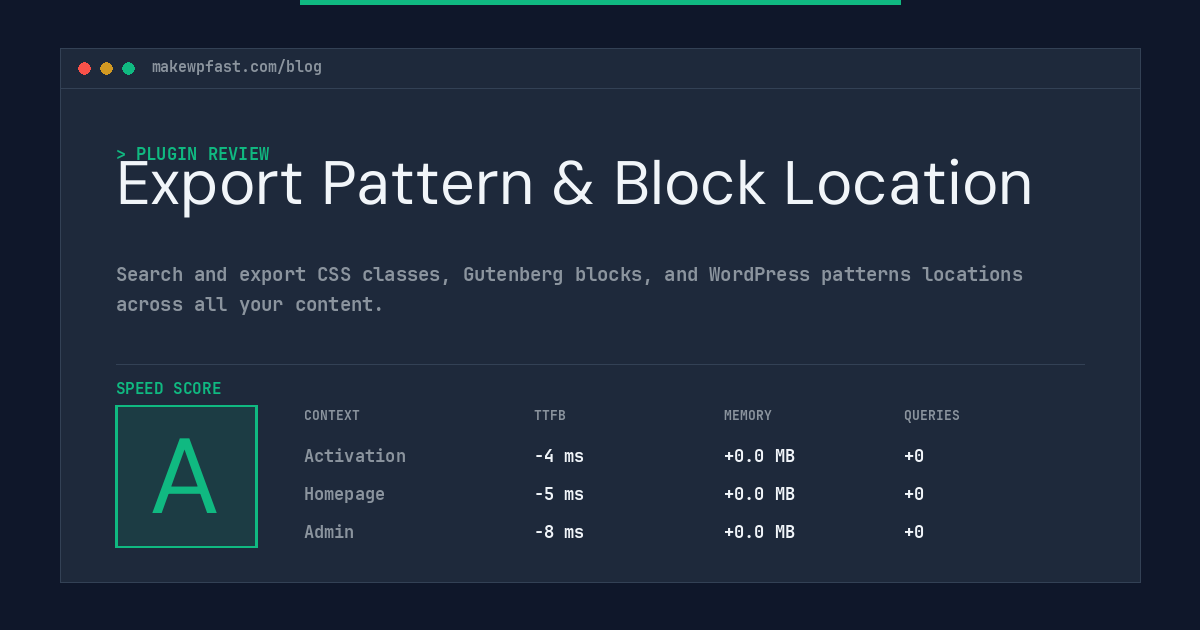 Export Pattern & Block Location - MakeWPFast