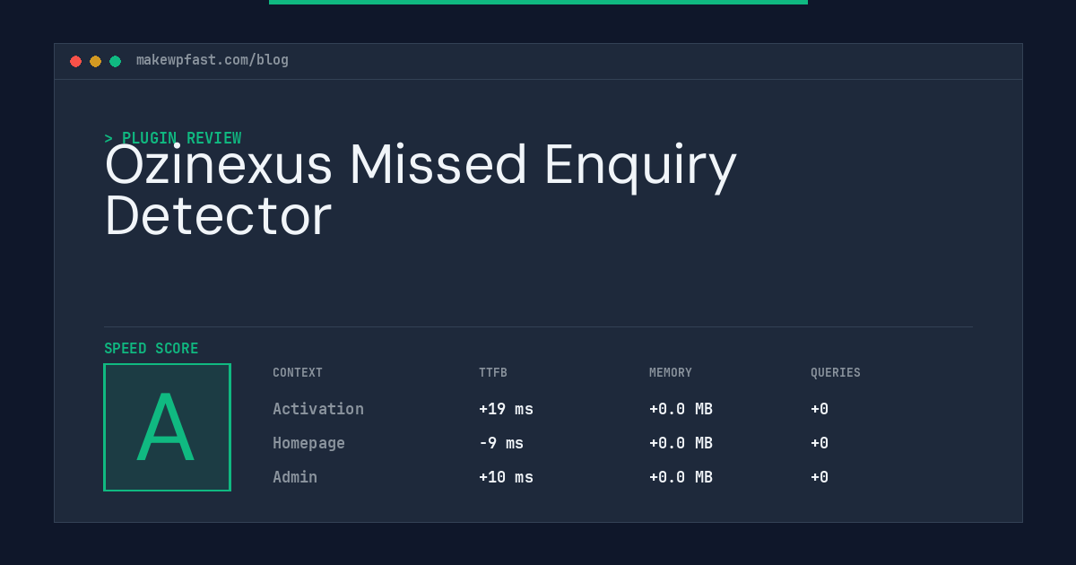 Ozinexus Missed Enquiry Detector - MakeWPFast