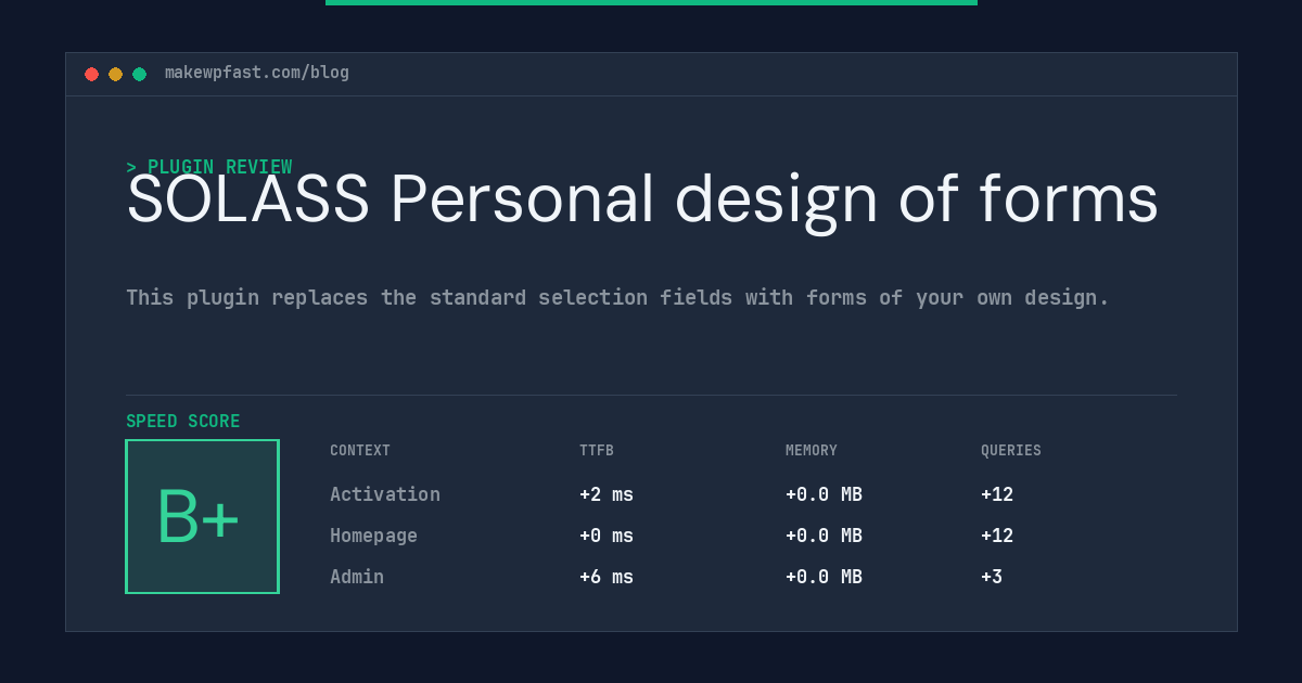 SOLASS Personal design of forms - MakeWPFast