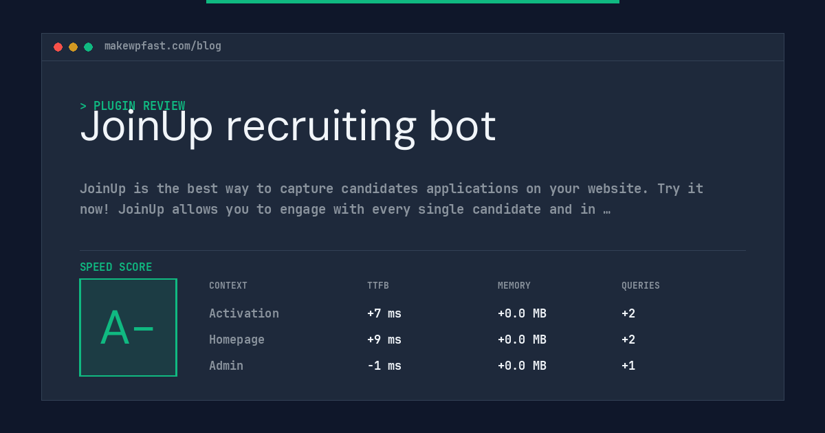 JoinUp recruiting bot - MakeWPFast