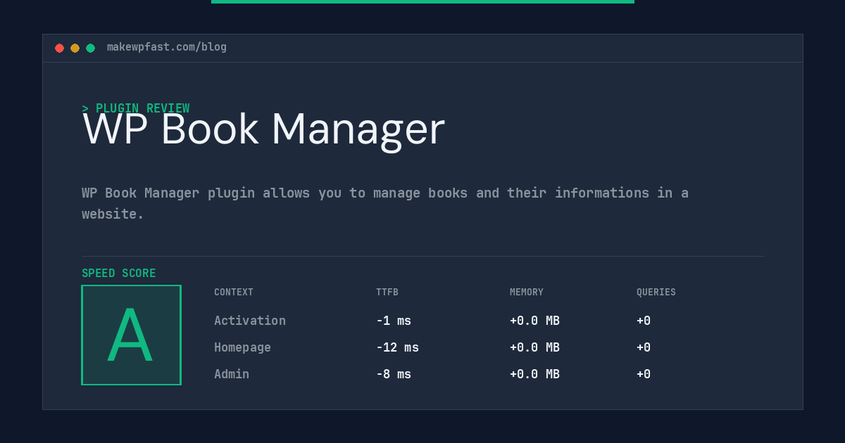 WP Book Manager - MakeWPFast