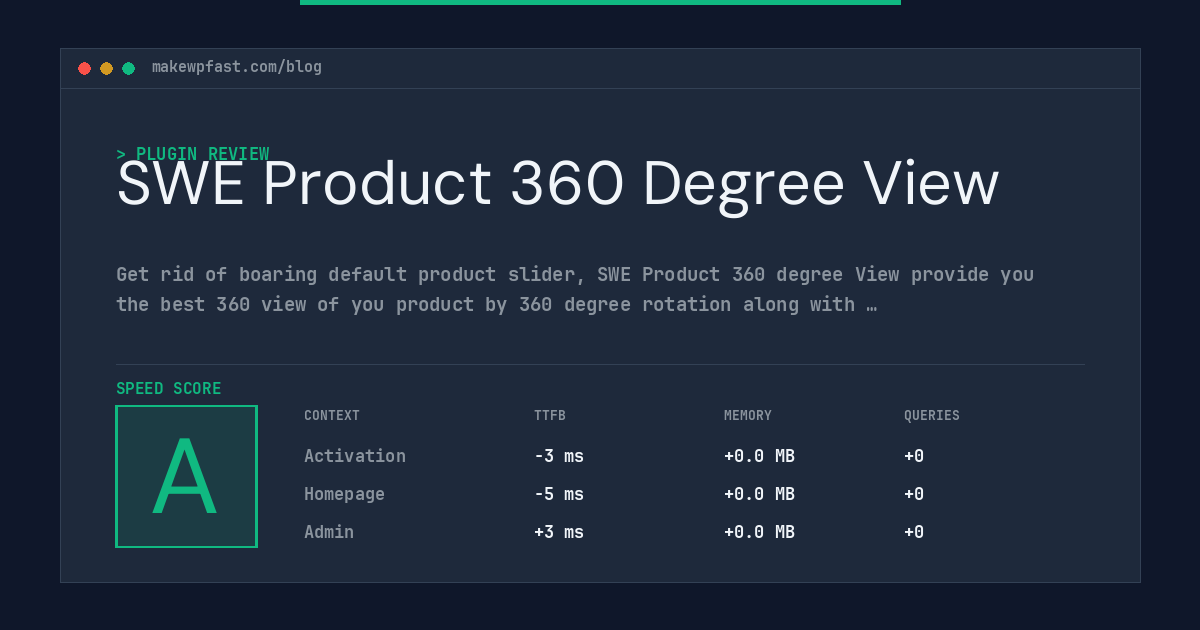 SWE Product 360 Degree View - MakeWPFast