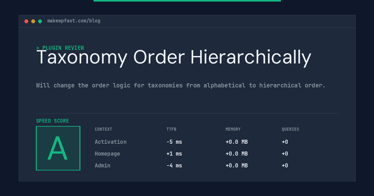 Taxonomy Order Hierarchically - MakeWPFast