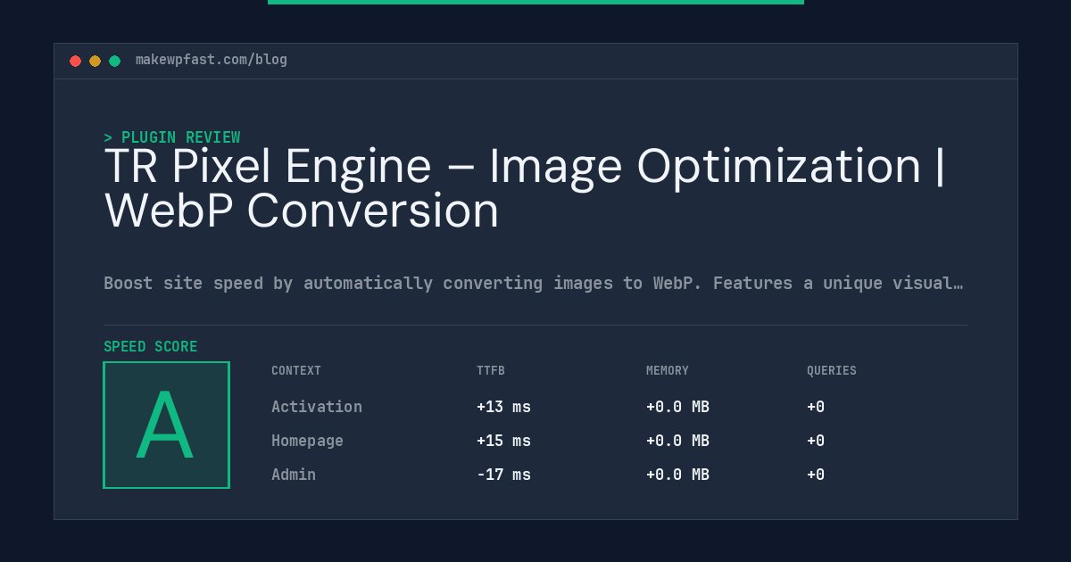 TR Pixel Engine – Image Optimization | WebP Conversion - MakeWPFast