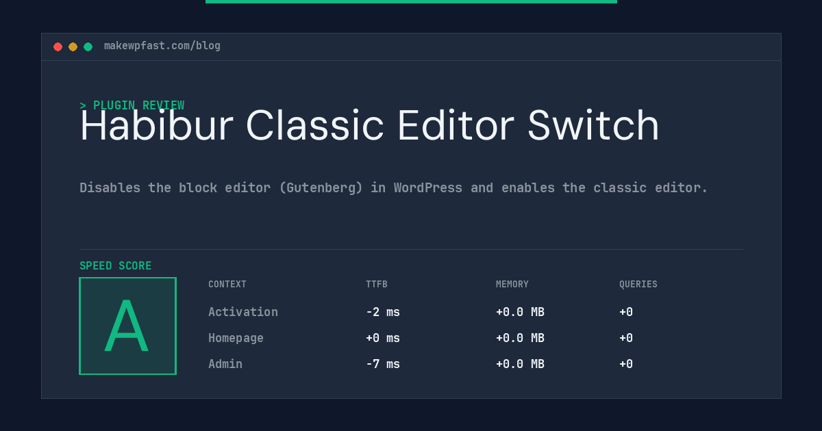 Habibur Classic Editor Switch - MakeWPFast
