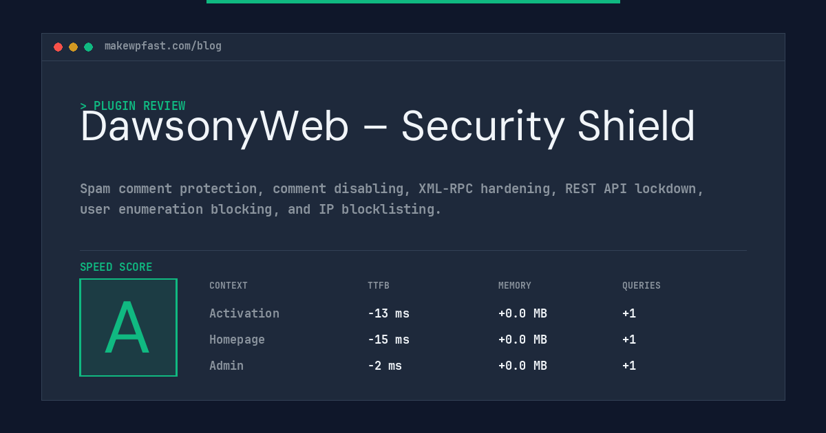 DawsonyWeb – Security Shield - MakeWPFast