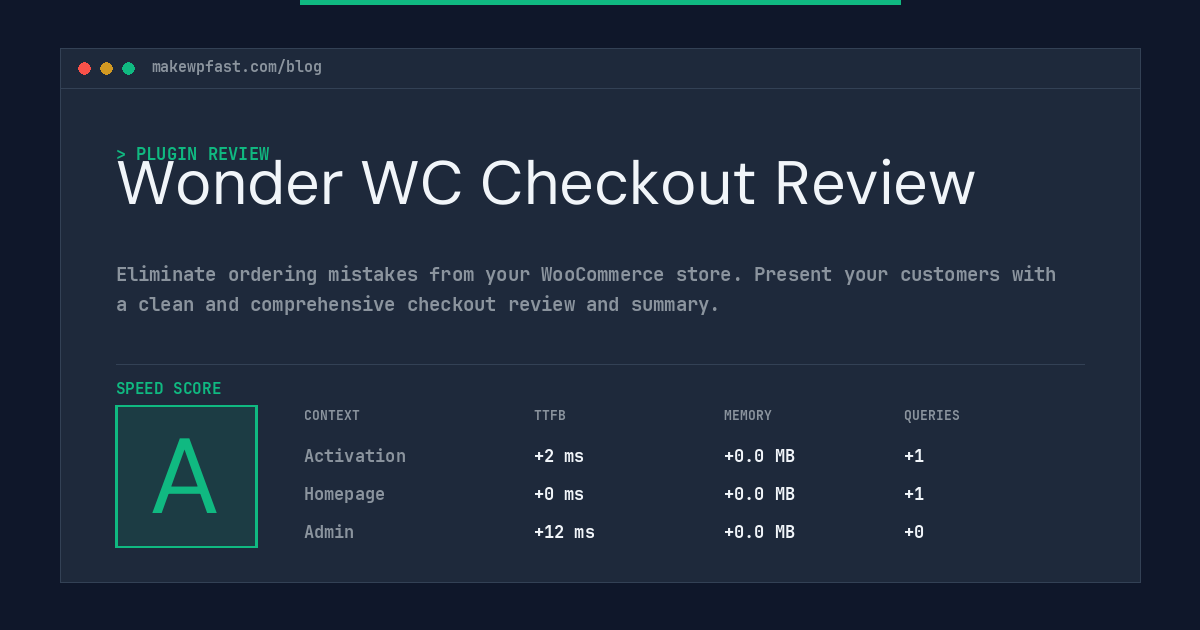Wonder WC Checkout Review - MakeWPFast