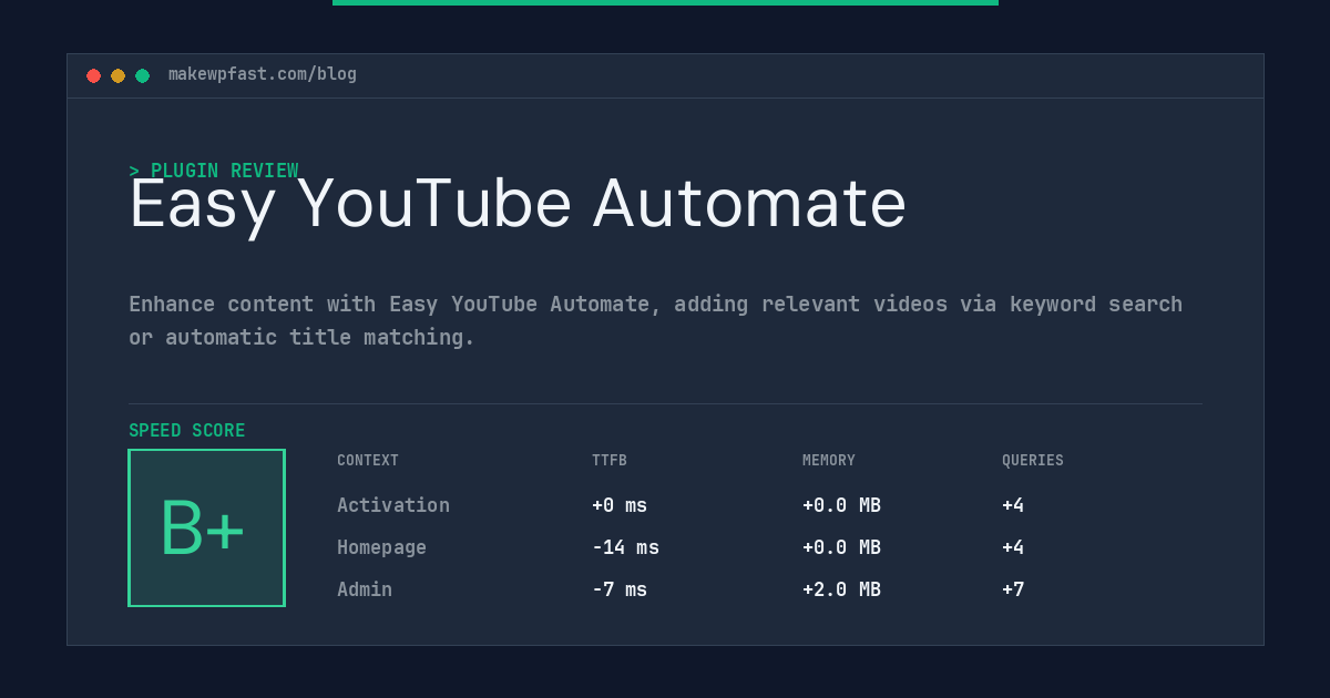 Easy YouTube Automate - MakeWPFast