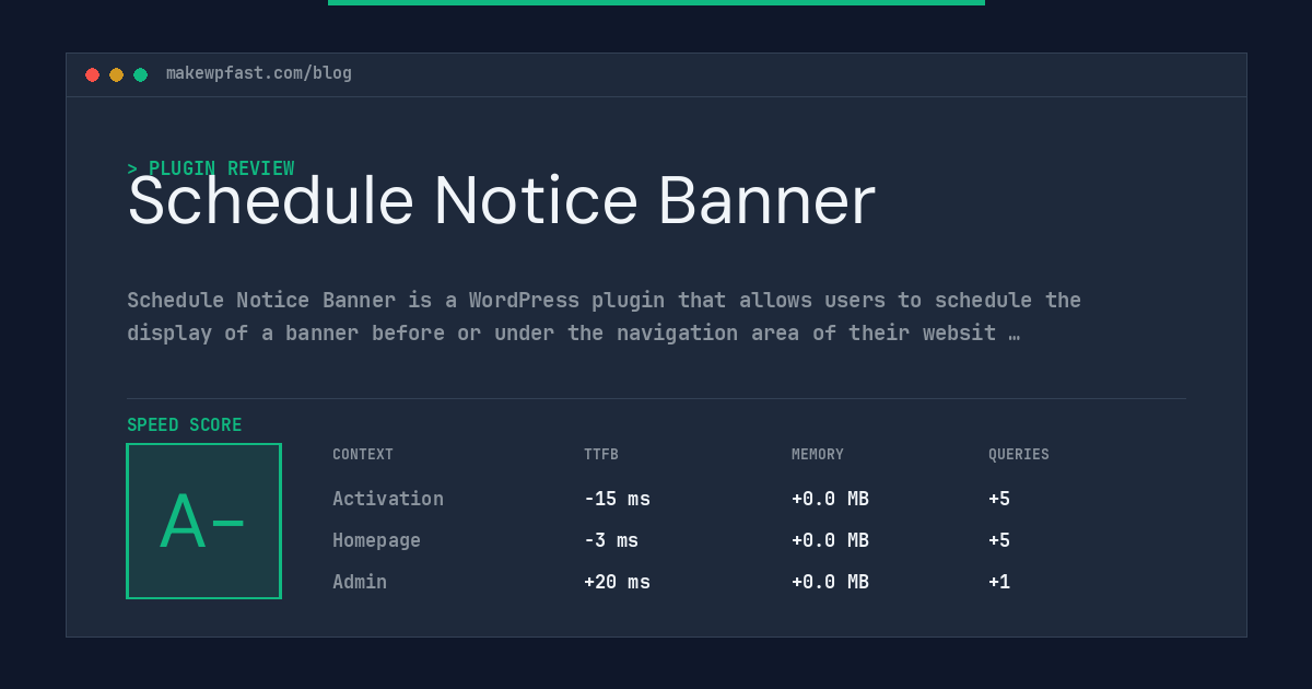Schedule Notice Banner - MakeWPFast