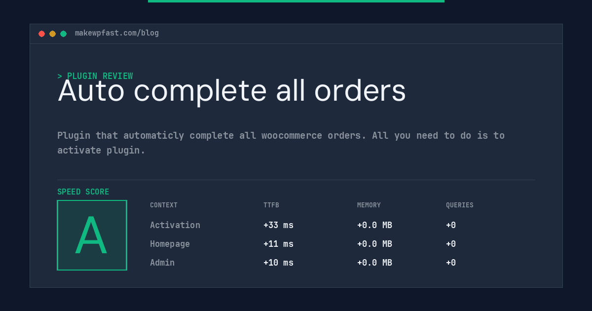 Auto complete all orders - MakeWPFast