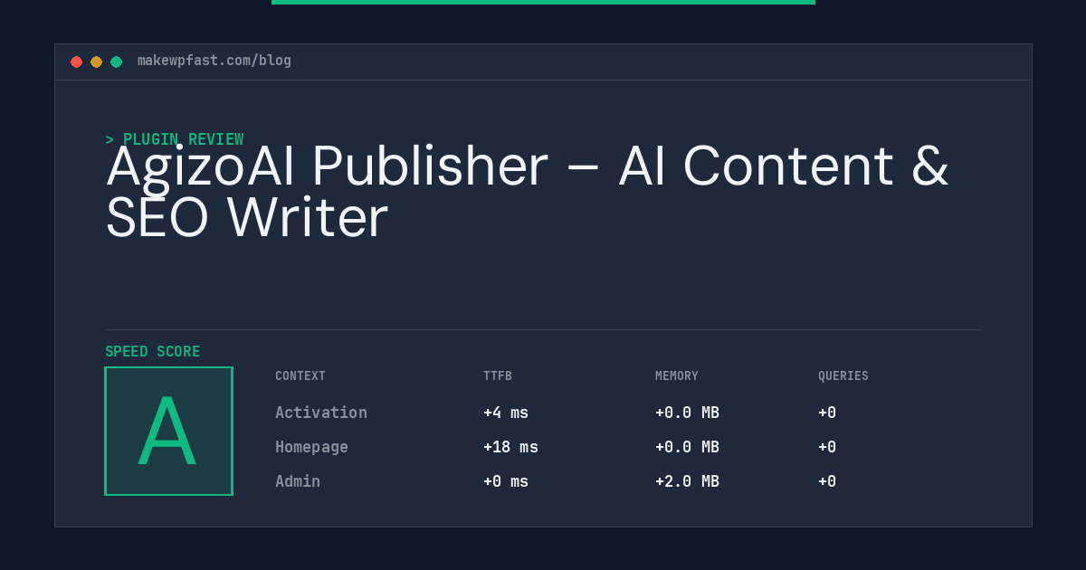 AgizoAI Publisher – AI Content & SEO Writer - MakeWPFast