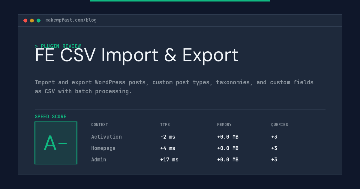 FE CSV Import & Export - MakeWPFast