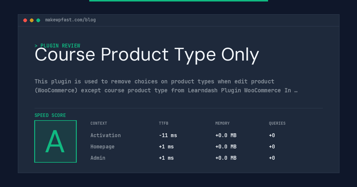 Course Product Type Only - MakeWPFast
