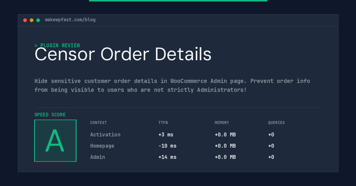 Censor Order Details - MakeWPFast