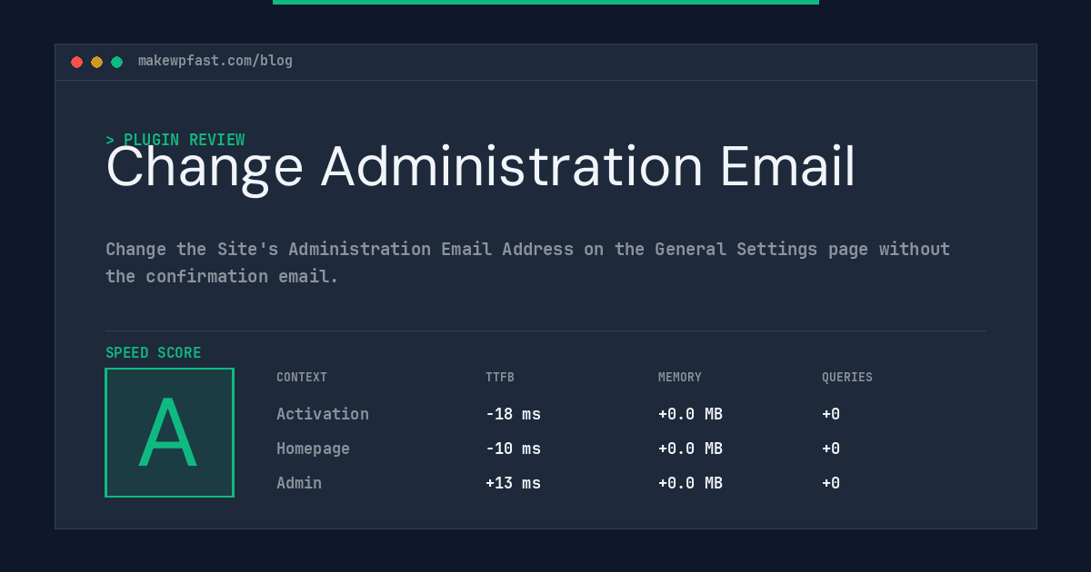 Change Administration Email - MakeWPFast