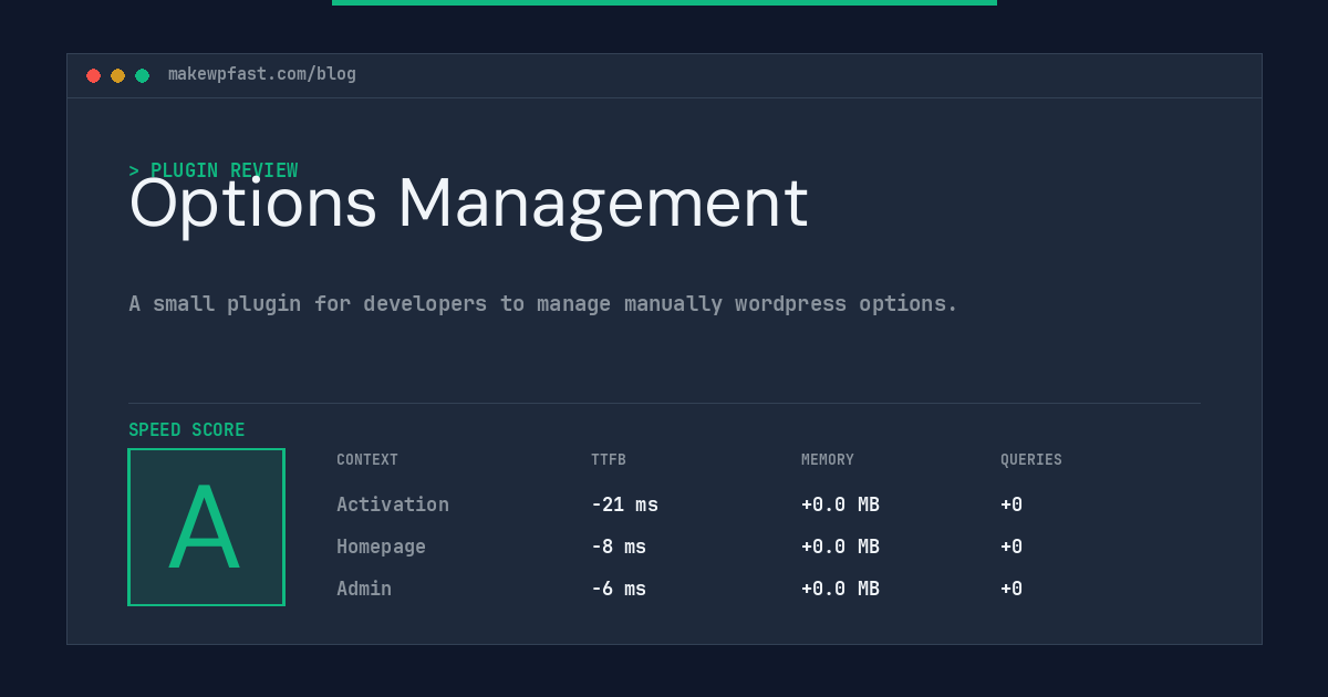 Options Management - MakeWPFast